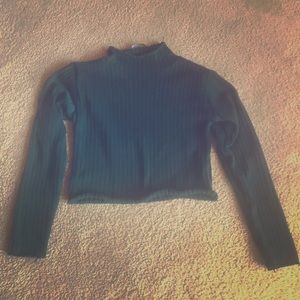 Green Crop Mock Neck Sweater
